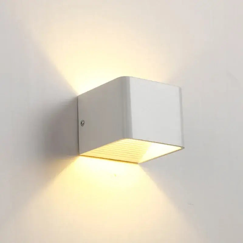 Modern wooden cube led wall light bedroom sconce