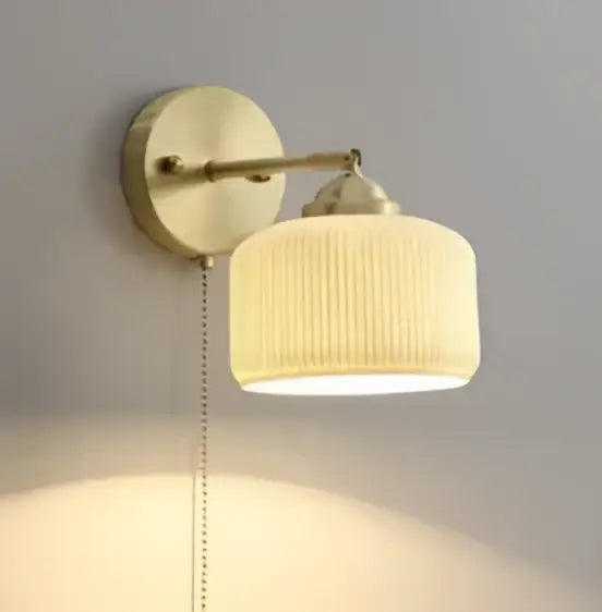 Modern wooden cube led wall sconce bedroom light with knob switch