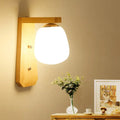 Modern wooden wall lamp with milky glass globe – bedroom 220v-240v