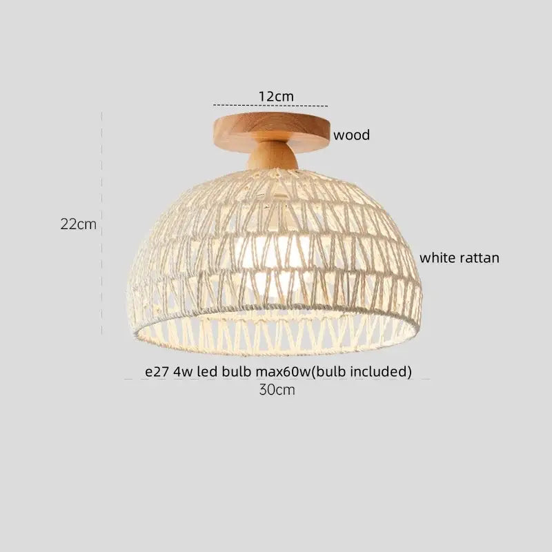 Modern woven beige decorbites led wicker wood ceiling lights hallway