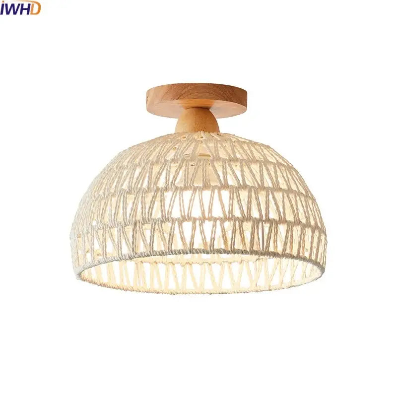 Modern woven beige decorbites led wicker wood ceiling lights hallway