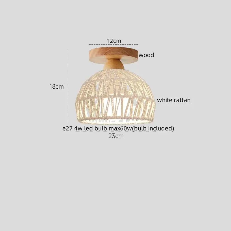 Modern woven beige decorbites led wicker wood ceiling lights hallway