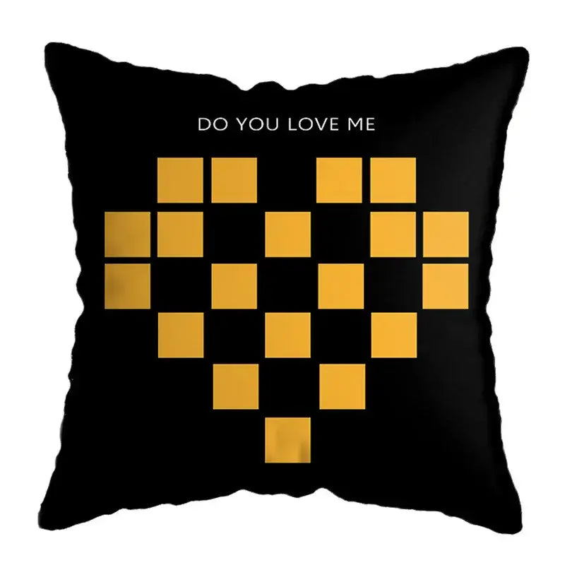 Modern yellow and black geometric deer print pillowcase living room