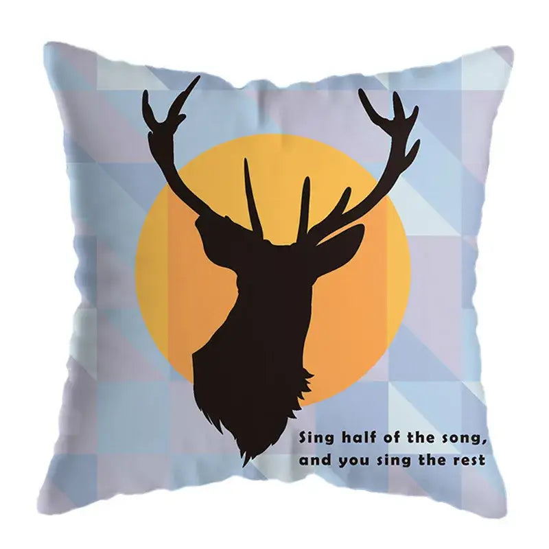 Modern yellow and black geometric deer print pillowcase living room