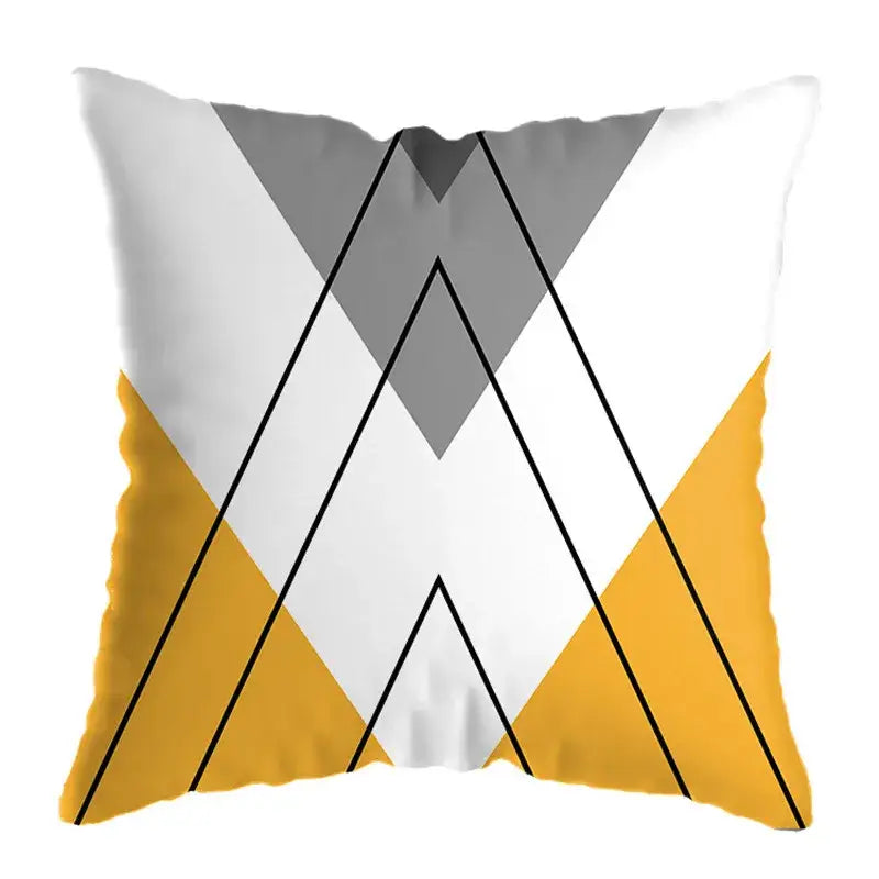 Modern yellow and black geometric deer print pillowcase living room