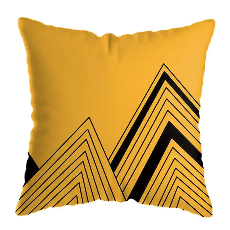 Modern yellow and black geometric deer print pillowcase living room
