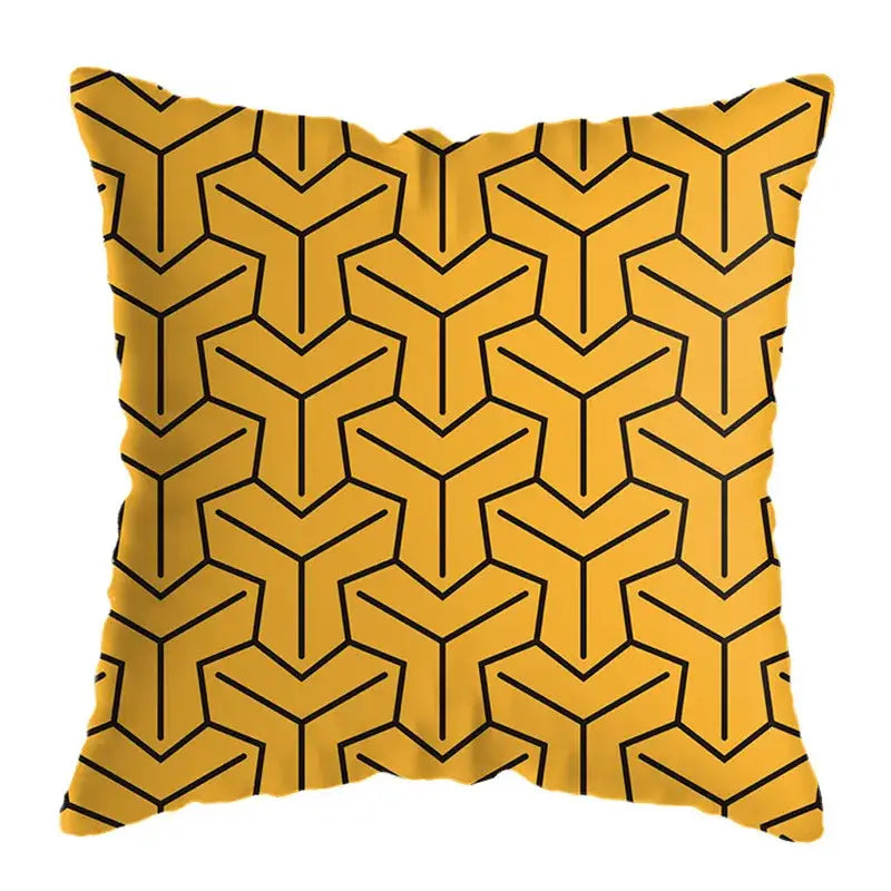 Modern yellow and black geometric deer print pillowcase living room