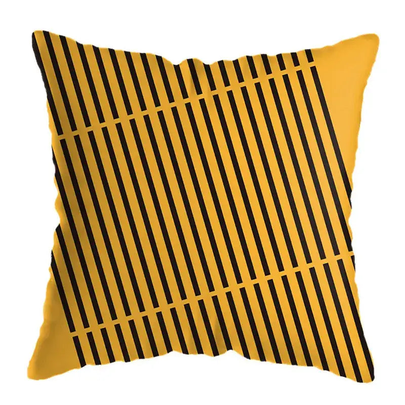 Modern yellow and black geometric deer print pillowcase living room