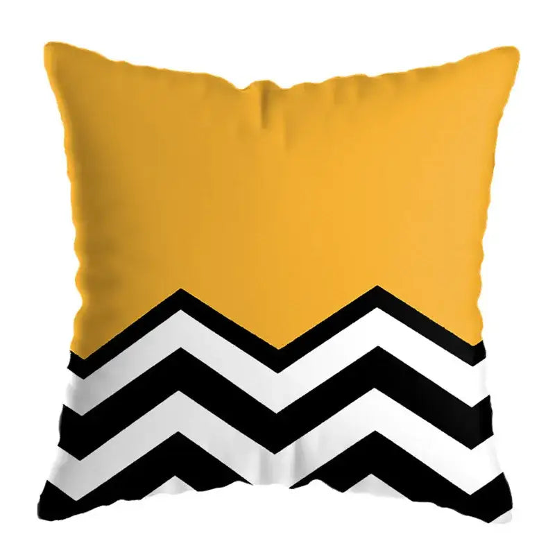 Modern yellow and black geometric deer print pillowcase living room