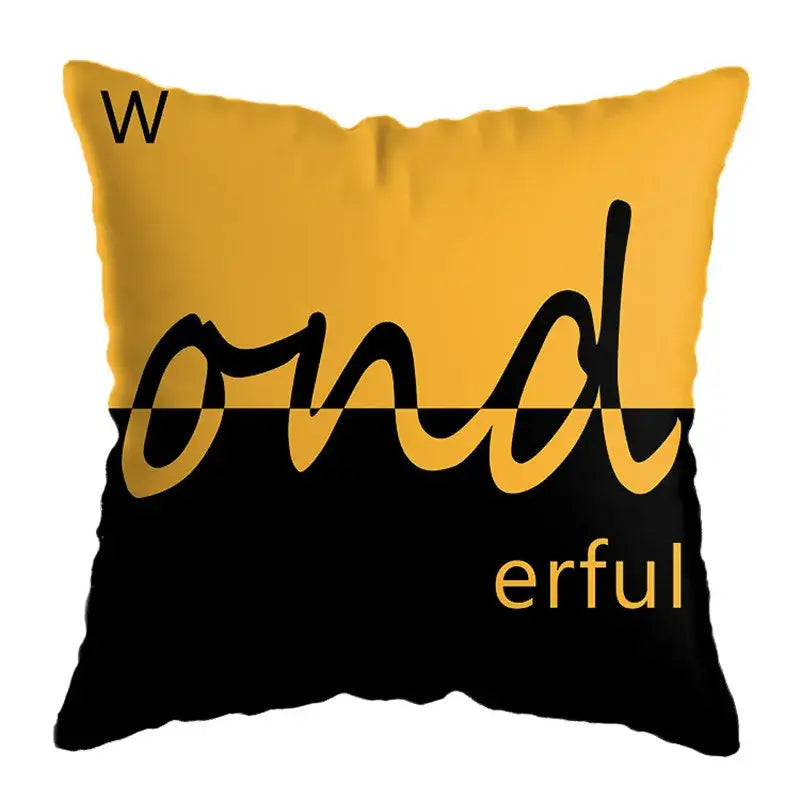 Modern yellow and black geometric deer print pillowcase living room