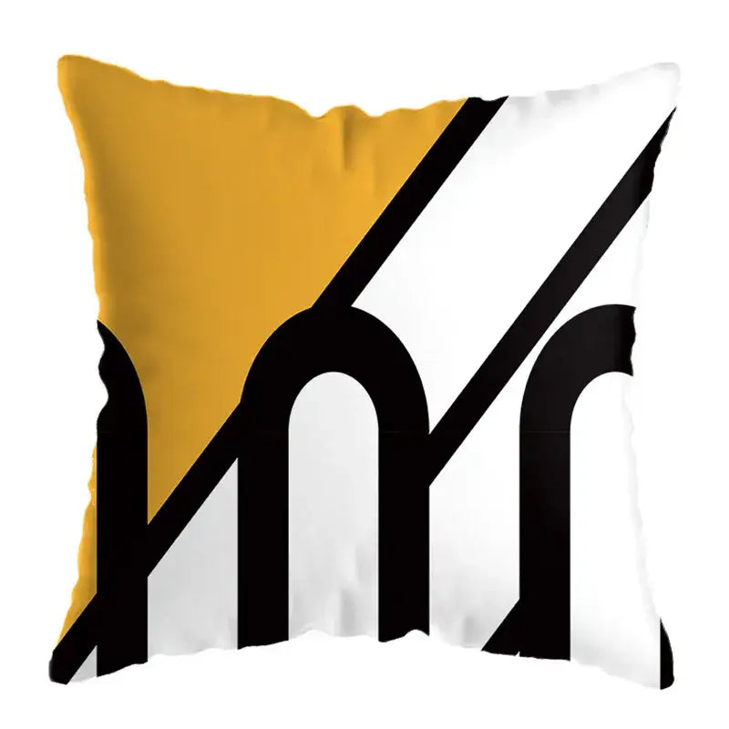 Modern yellow and black geometric deer print pillowcase living room