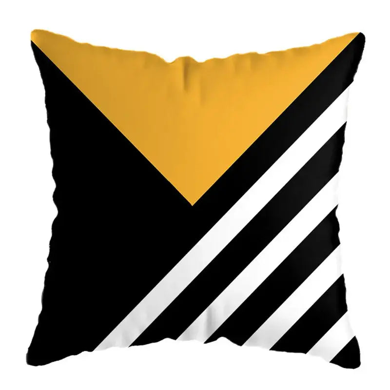 Modern yellow and black geometric deer print pillowcase living room