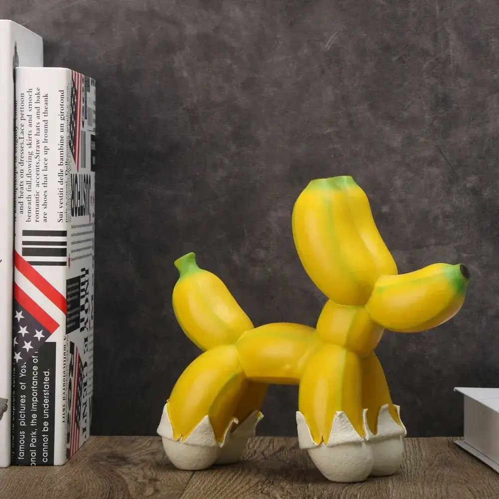 Modern yellow banana balloon dog sculpture living room pop art decor