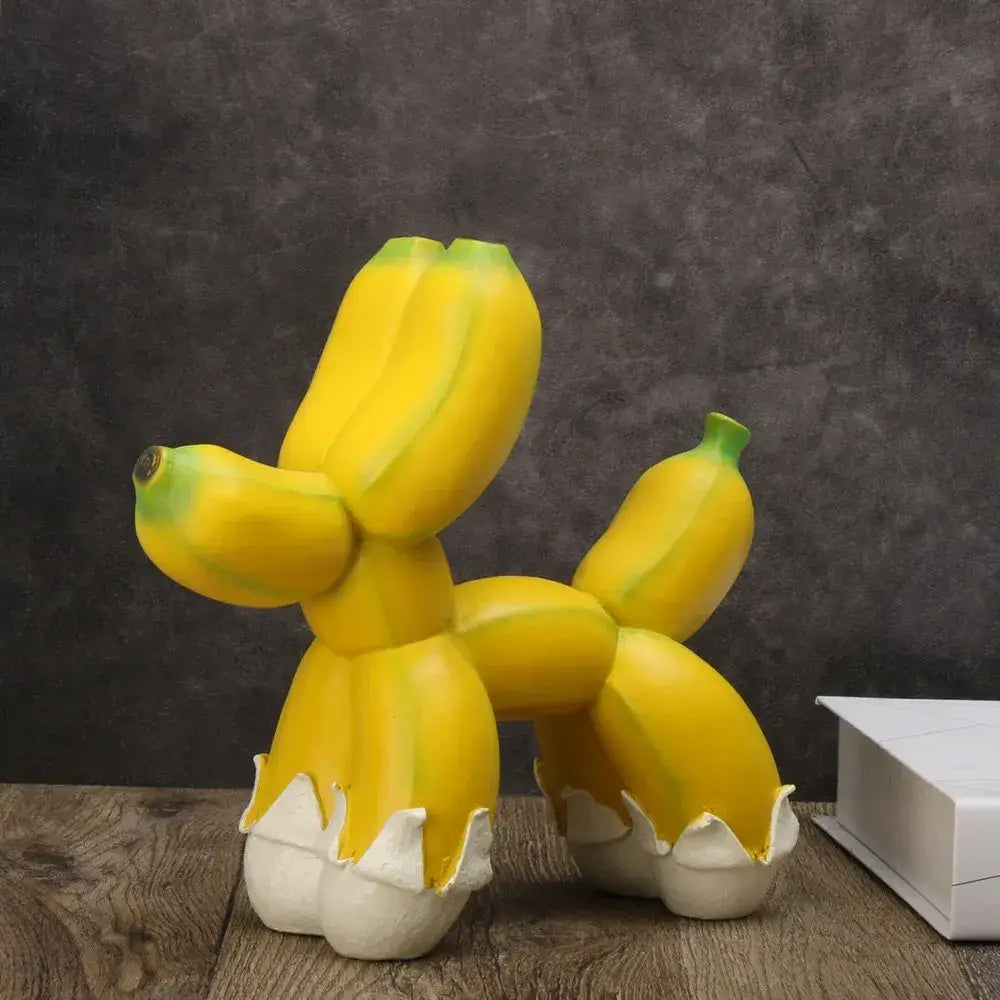 Modern yellow banana balloon dog sculpture living room pop art decor