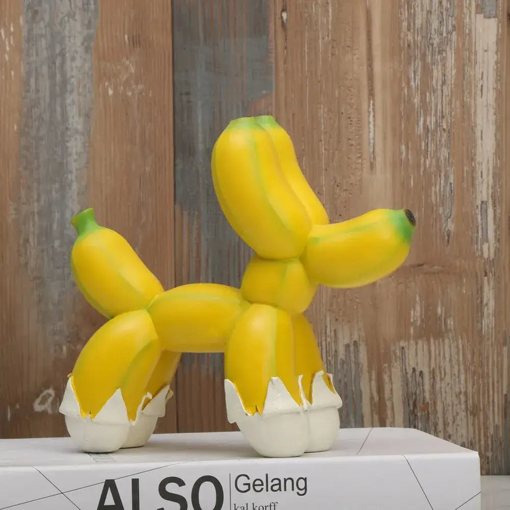 Modern yellow banana balloon dog sculpture living room pop art decor