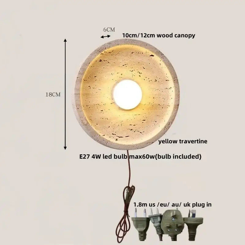 Modern yellow stone led wall lamp bedroom concrete light
