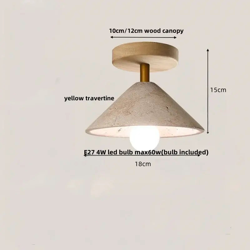 Modern yellow travertine led ceiling light for bedroom decor