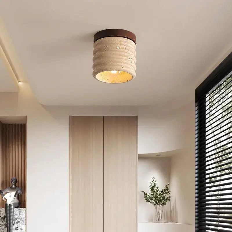 Modern yellow travertine led ceiling light for bedroom decor