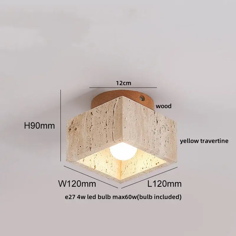 Modern yellow travertine led ceiling light for bedroom decor