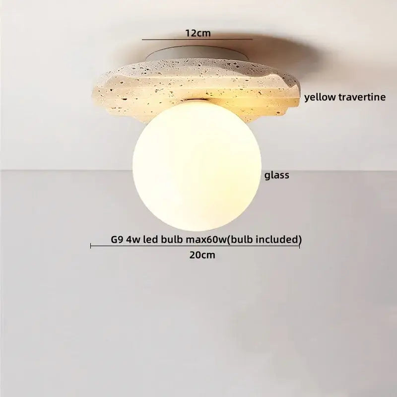 Modern yellow travertine led ceiling light for bedroom decor