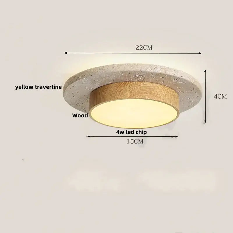 Modern yellow travertine led ceiling light for bedroom decor