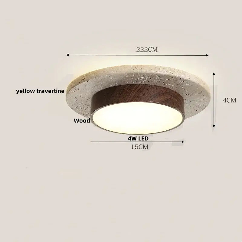 Modern yellow travertine led ceiling light for bedroom decor