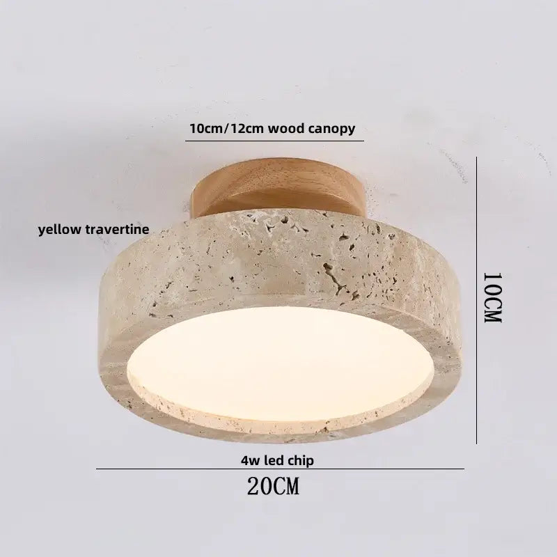 Modern yellow travertine led ceiling light for bedroom decor