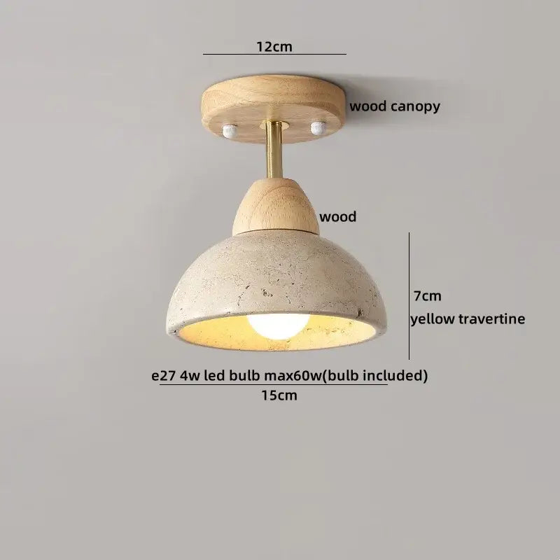 Modern yellow travertine led ceiling light for bedroom decor