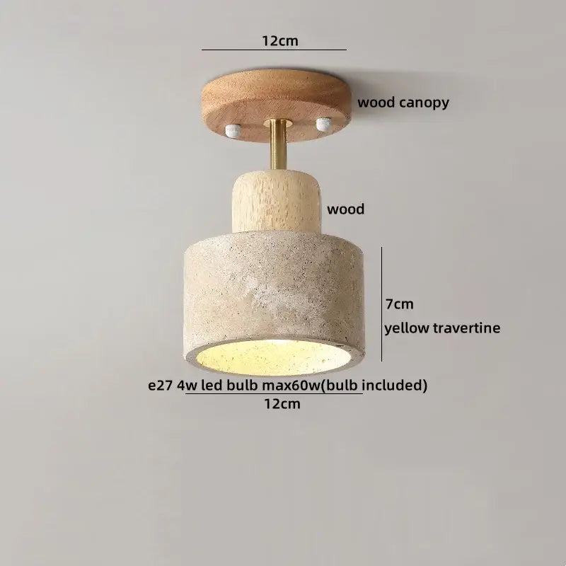 Modern yellow travertine led ceiling light for bedroom decor