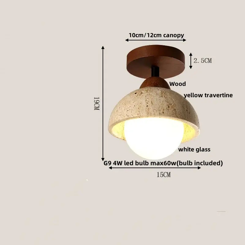 Modern yellow travertine led ceiling light for bedroom decor