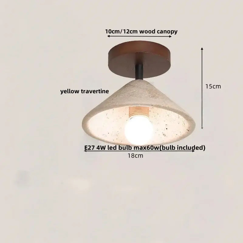 Modern yellow travertine led ceiling light for bedroom decor