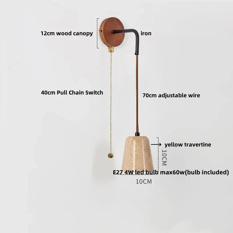 Modern yellow travertine led wall lamp for bedroom stair light
