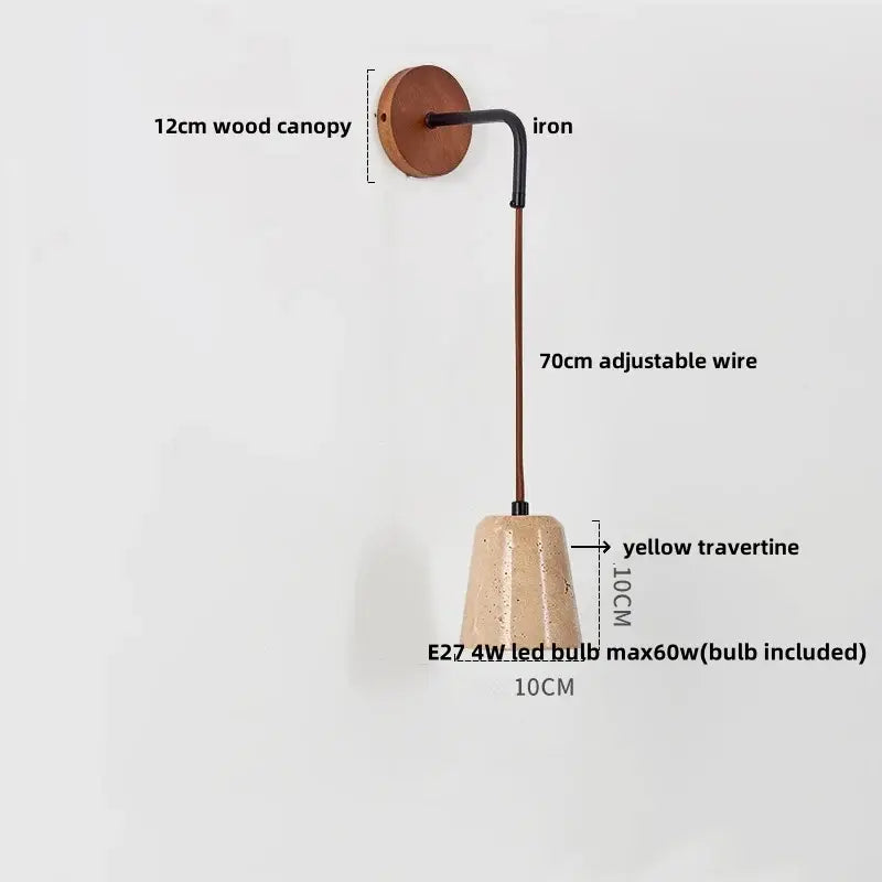 Modern yellow travertine led wall lamp for bedroom stair light