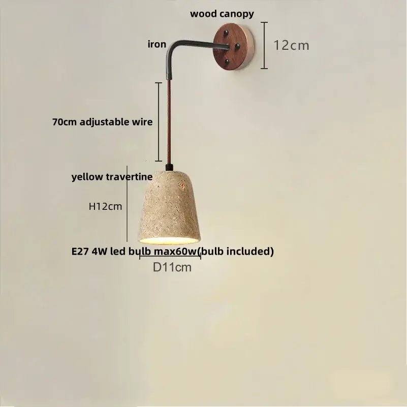 Modern yellow travertine led wall lamp for bedroom stair light