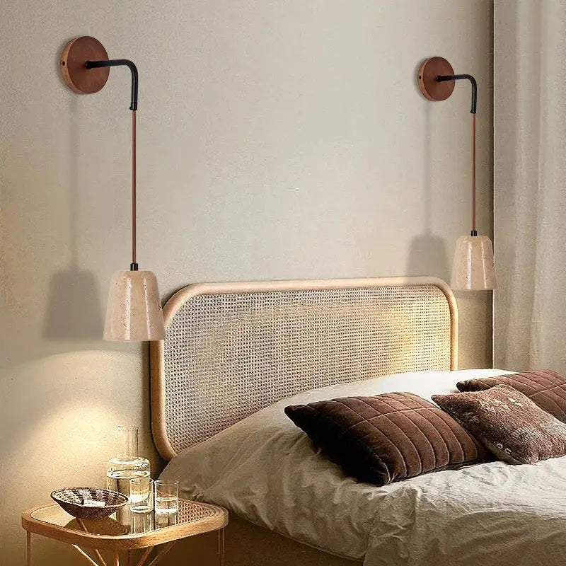 Modern yellow travertine led wall lamp for bedroom stair light