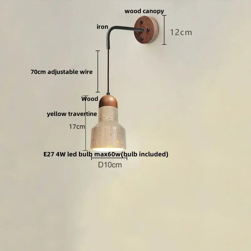 Modern yellow travertine led wall lamp for bedroom stair light