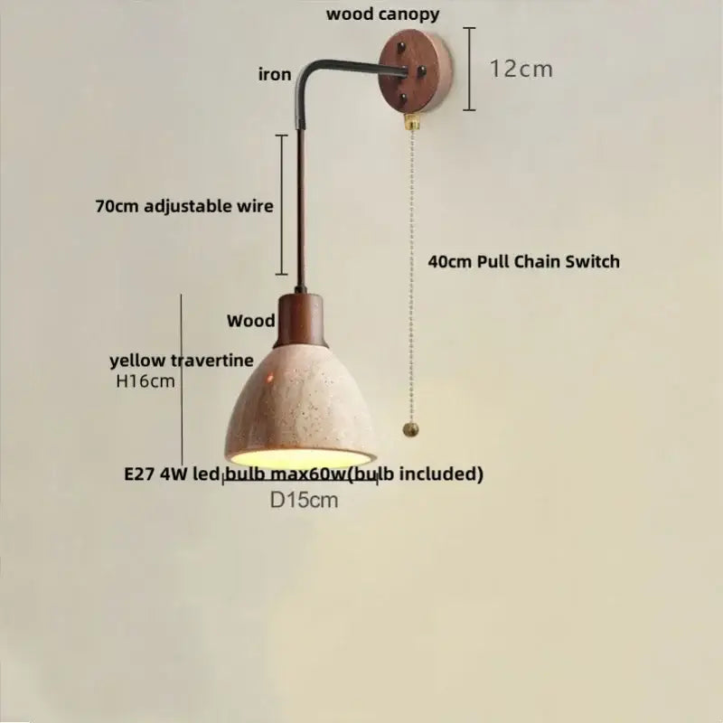 Modern yellow travertine led wall lamp for bedroom stair light