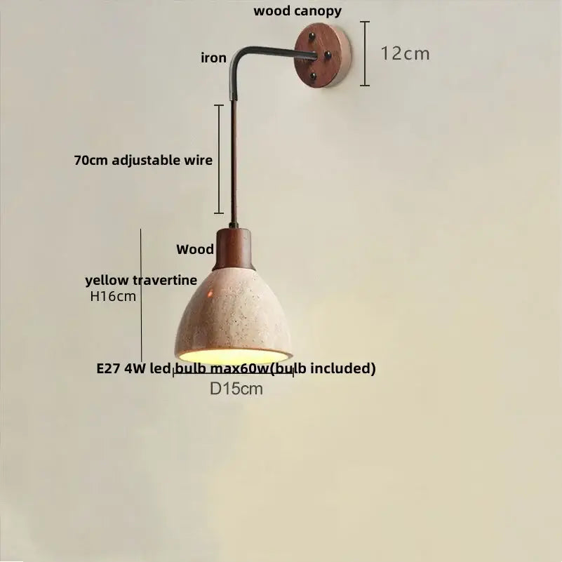 Modern yellow travertine led wall lamp for bedroom stair light
