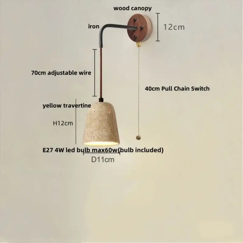 Modern yellow travertine led wall lamp for bedroom stair light