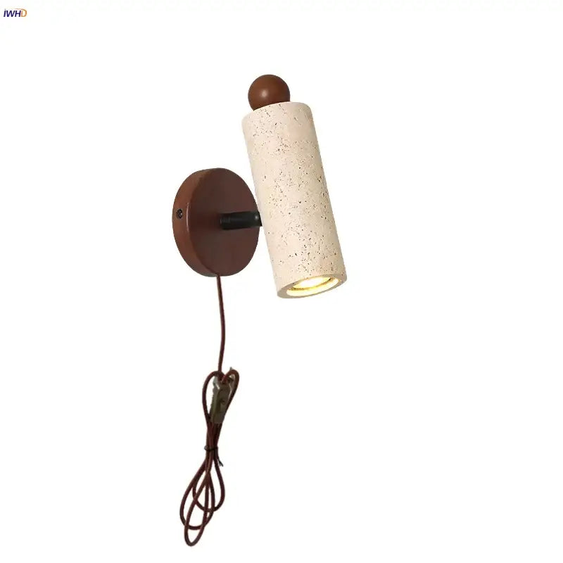Modern yellow travertine led wall sconce bedroom rotating lamp