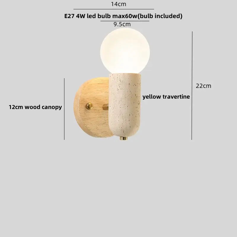 Modern yellow travertine led wall sconce bedroom rotating lamp