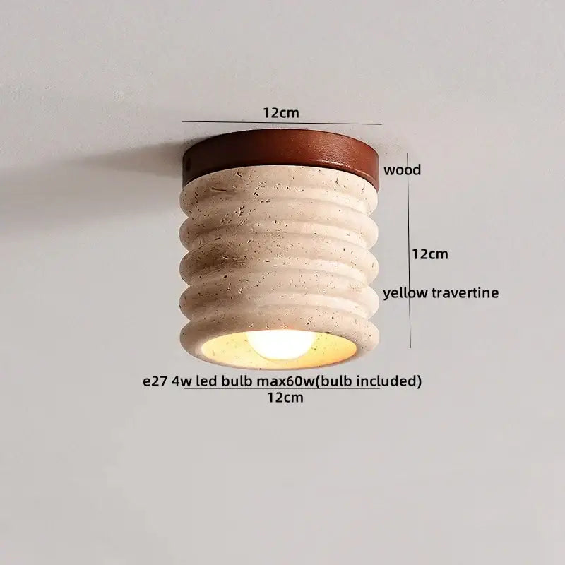 Modern yellow travertine led wood ceiling light for dining room