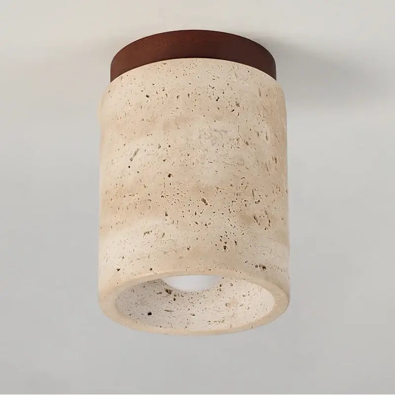Modern yellow travertine led wood ceiling light for dining room