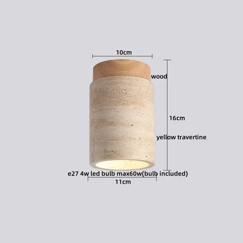 Modern yellow travertine led wood ceiling light for dining room