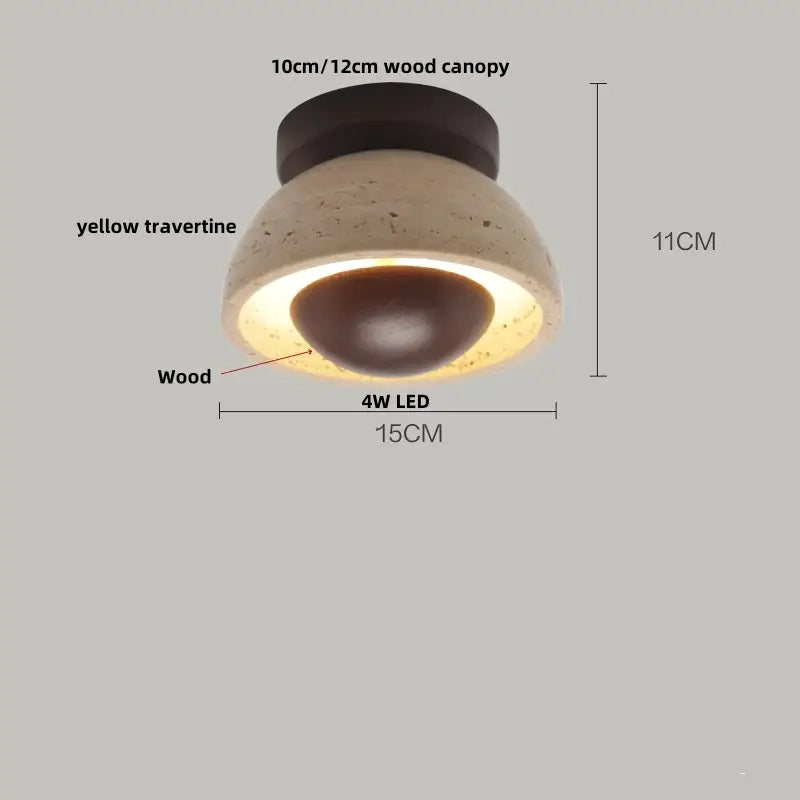 Modern yellow travertine led wood ceiling light for dining room