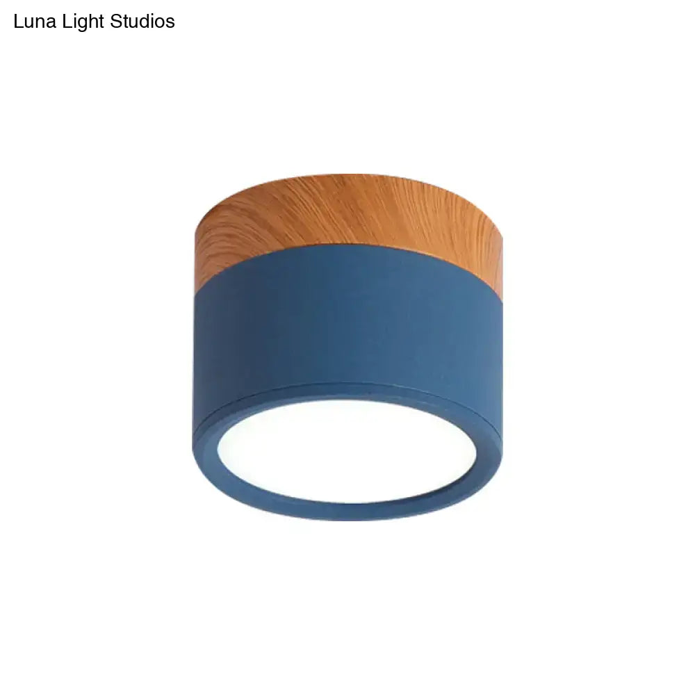 Modern yellow wood flush mount ceiling light for kitchen