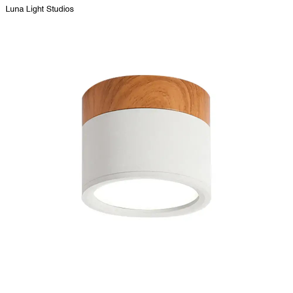Modern yellow wood flush mount ceiling light for kitchen