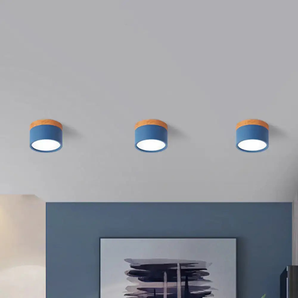 Modern yellow wood flush mount ceiling light for kitchen