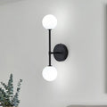 Modernist black & gold wall sconce living room double globe light