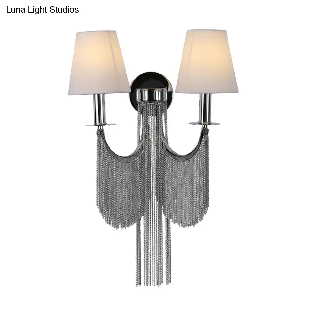 Modernist black & silver tassel wall sconce bedroom e12 light